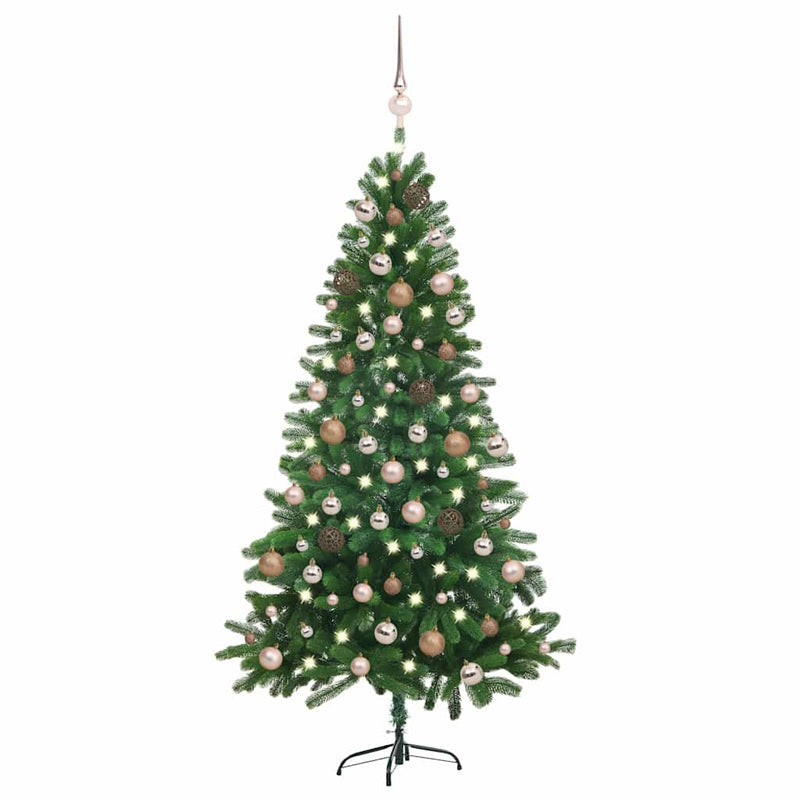 Afbeelding laden in galerijviewer, Vidaxl kunstkerstboom met verlichting en kerstballen 180 cm groen
