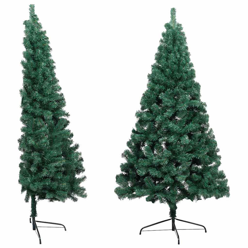 Load image into Gallery viewer, Vidaxl kunstkerstboom met verlichting en kerstballen half 210 cm groen
