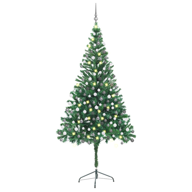 Afbeelding laden in galerijviewer, Vidaxl kunstkerstboom met verlichting en kerstballen 910 takken 210 cm
