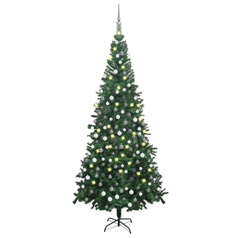 Afbeelding laden in galerijviewer, Vidaxl kunstkerstboom met verlichting en kerstballen l 240 cm groen
