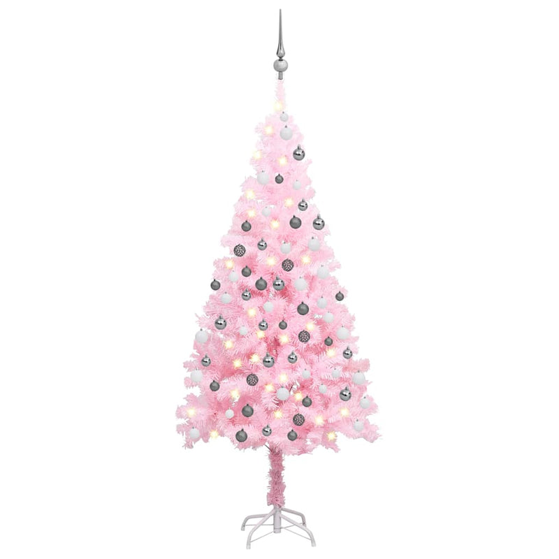 Load image into Gallery viewer, Vidaxl kunstkerstboom met verlichting en kerstballen 120 cm pvc roze
