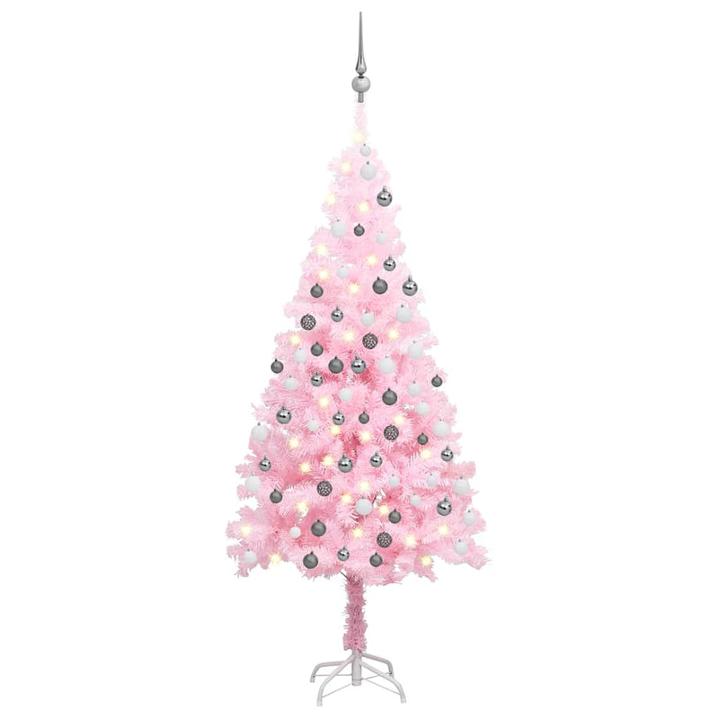 Load image into Gallery viewer, Vidaxl kunstkerstboom met verlichting en kerstballen 180 cm pvc roze
