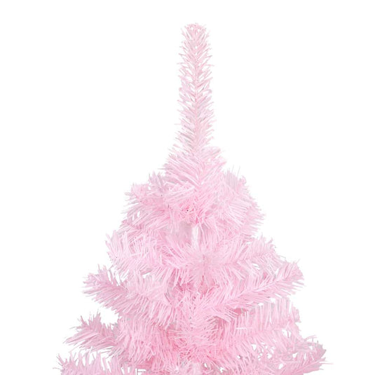 Vidaxl kunstkerstboom met verlichting en kerstballen 180 cm pvc roze