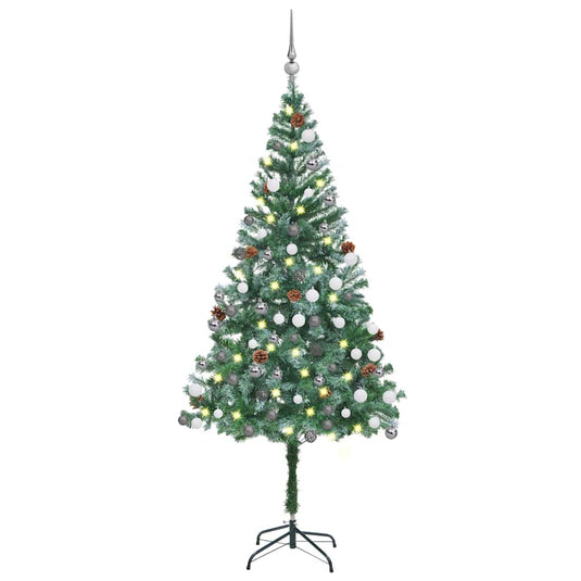 Vidaxl kunstkerstboom met verlichting kerstballen dennenappels 180 cm