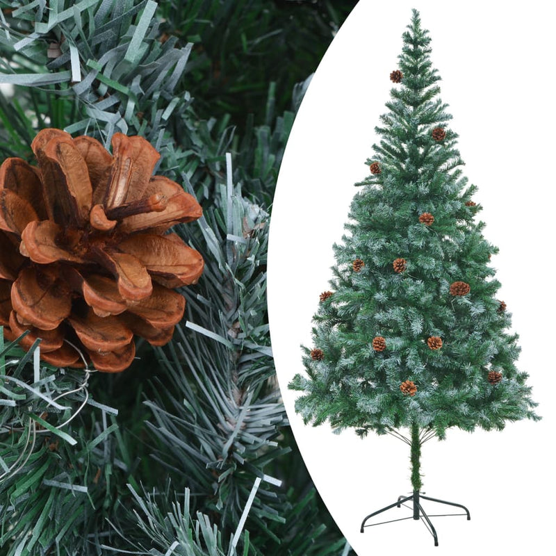 Afbeelding laden in galerijviewer, Vidaxl kunstkerstboom met verlichting kerstballen dennenappels 210 cm
