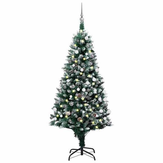 Vidaxl kunstkerstboom met led en kerstballen en dennenappels 180 cm