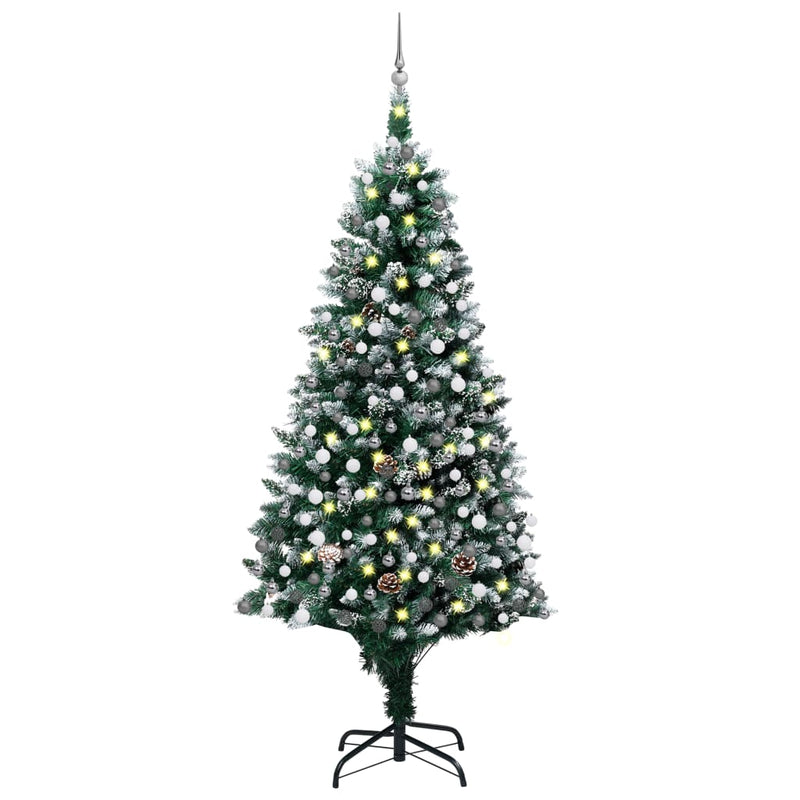 Afbeelding laden in galerijviewer, Vidaxl kunstkerstboom met led en kerstballen en dennenappels 210 cm
