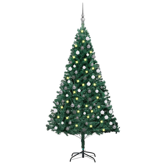 Vidaxl kunstkerstboom met verlichting en kerstballen 120 cm pvc groen
