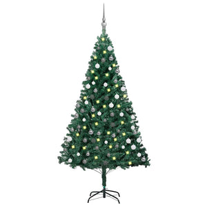 Vidaxl kunstkerstboom met verlichting en kerstballen 150 cm pvc groen