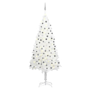 Vidaxl kunstkerstboom met verlichting en kerstballen 240 cm wit