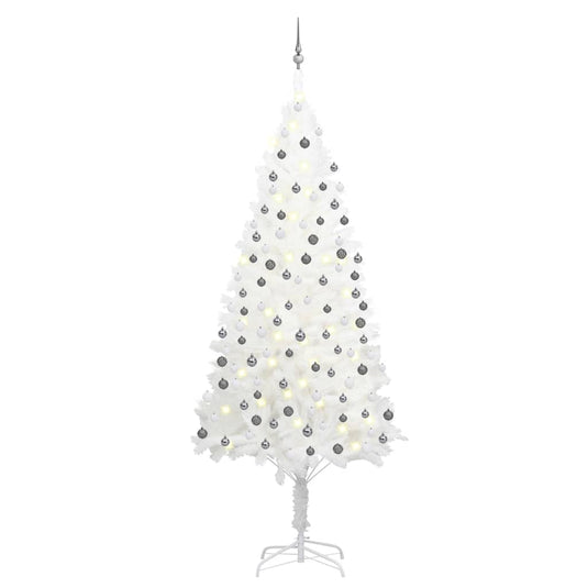 Vidaxl kunstkerstboom met verlichting en kerstballen 240 cm wit