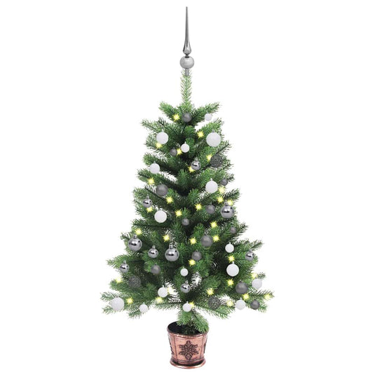 Vidaxl kunstkerstboom met verlichting en kerstballen 90 cm groen