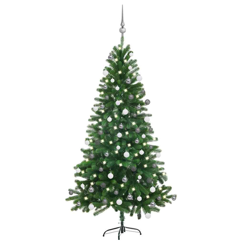 Load image into Gallery viewer, Vidaxl kunstkerstboom met verlichting en kerstballen 150 cm groen
