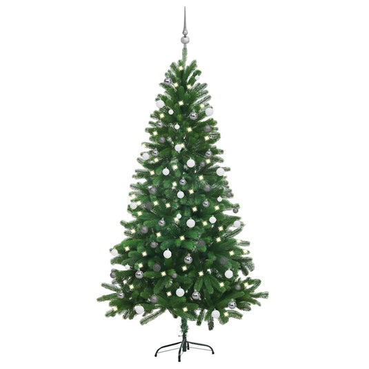 Vidaxl kunstkerstboom met verlichting en kerstballen 180 cm groen