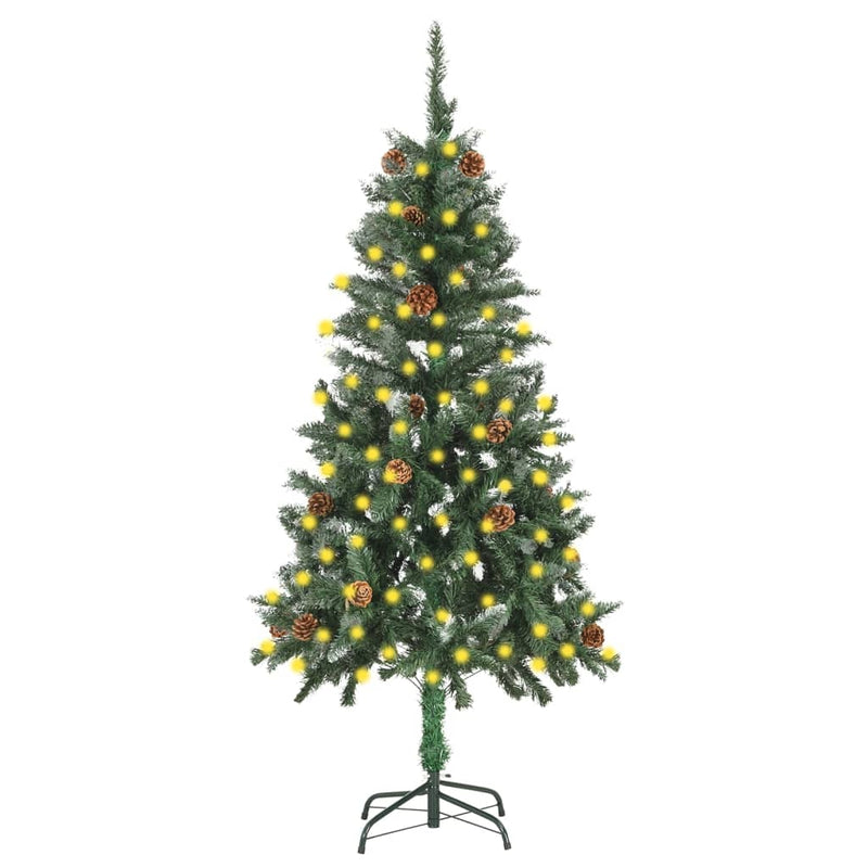 Load image into Gallery viewer, VidaXL Kunstkerstboom met verlichting en dennenappels 150 cm
