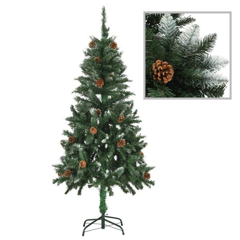 Load image into Gallery viewer, VidaXL Kunstkerstboom met verlichting en dennenappels 150 cm
