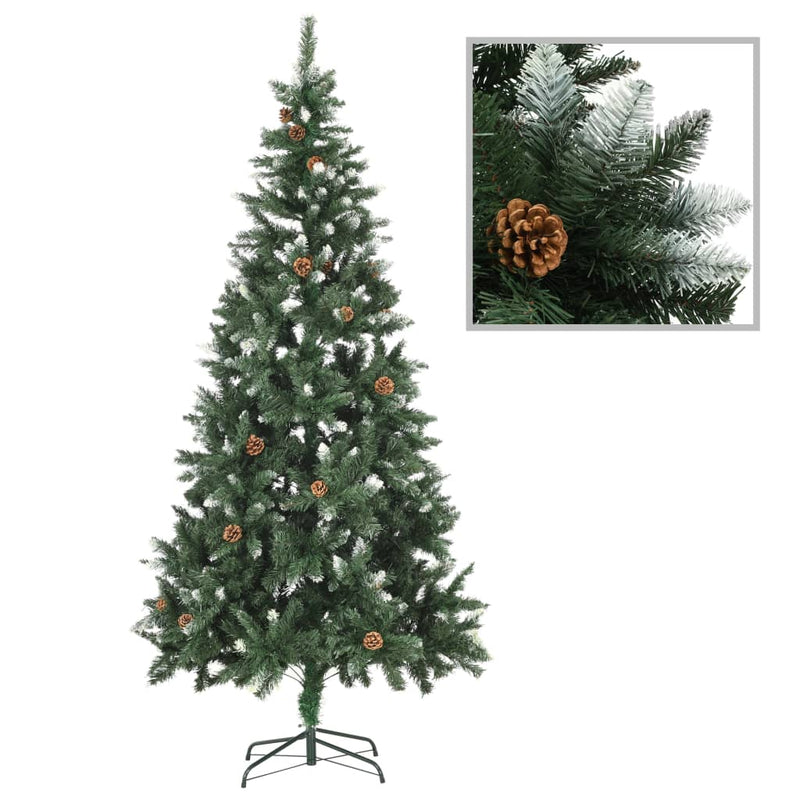 Load image into Gallery viewer, VidaXL Kunstkerstboom met verlichting en dennenappels 210 cm
