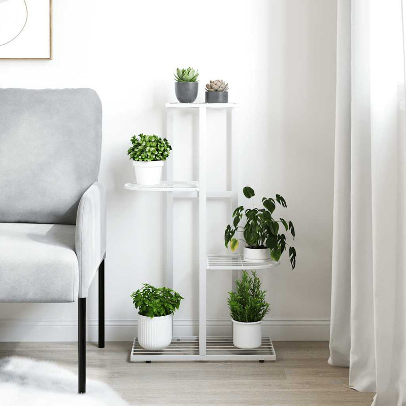 Load image into Gallery viewer, Vidaxl bloemenstandaard met 4 lagen 43x22x76 cm metaal wit
