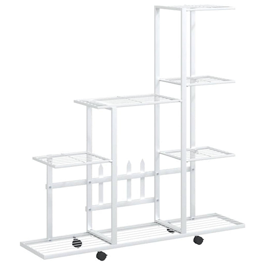 Vidaxl bloemenstandaard met wielen 94,5x25x92,5 cm metaal wit
