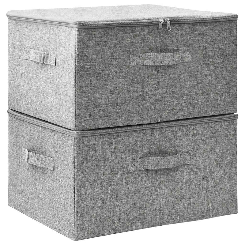 Load image into Gallery viewer, Vidaxl opbergboxen 2 st 43x34x23 cm stof grijs
