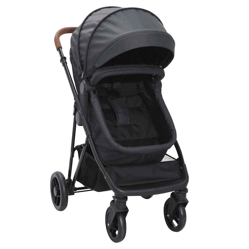 Laden Sie das Bild in Galerie -Viewer, Vidaxl kinderwagen 2-in-1 staal antracietkleurig en zwart
