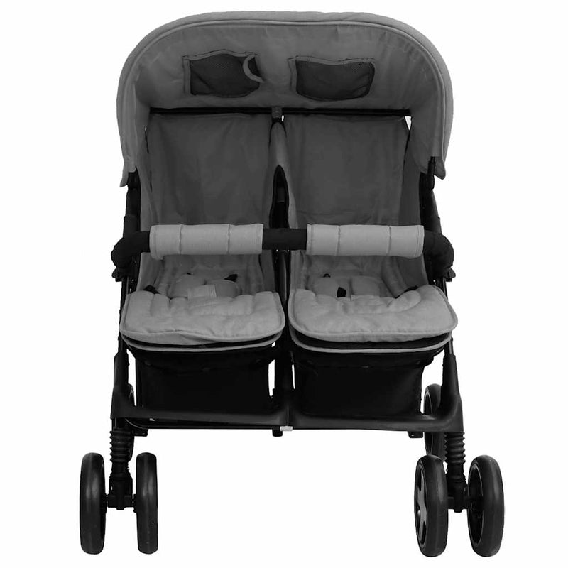 Load image into Gallery viewer, Vidaxl tweelingkinderwagen staal lichtgrijs
