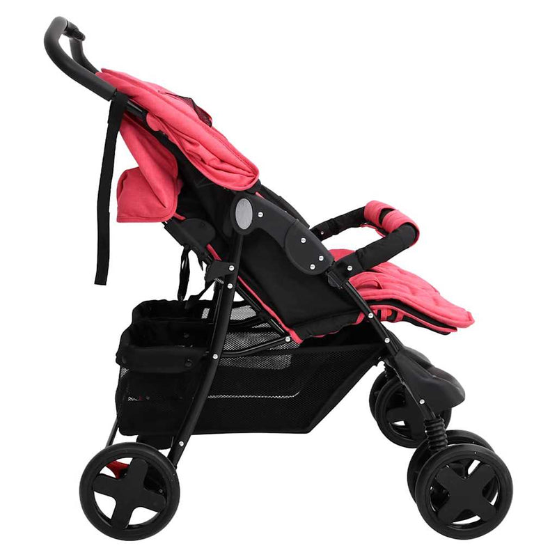 Load image into Gallery viewer, Vidaxl tweelingkinderwagen staal rood

