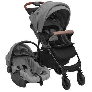 Vidaxl kinderwagen 3-in-1 staal lichtgrijs