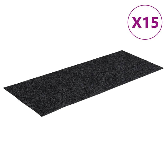 Vidaxl trapmatten zelfklevend 15 stuks 60x25 cm grijs rechthoekig
