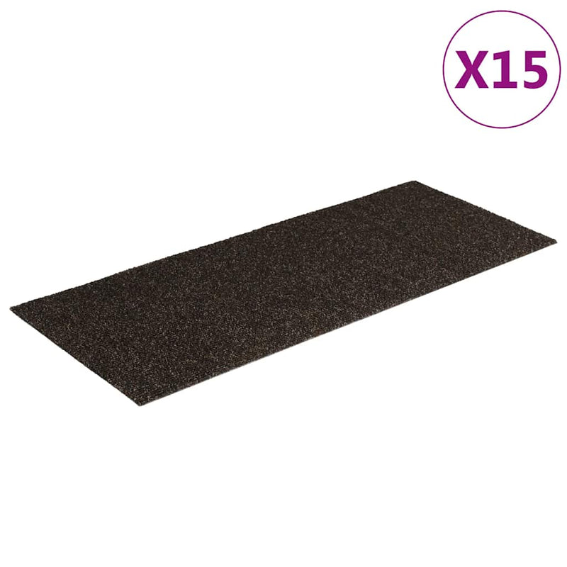 Load image into Gallery viewer, Vidaxl trapmatten zelfklevend 15 stuks 60x25 cm donkerbruin rechthoekig
