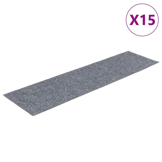 Vidaxl trapmatten zelfklevend 15 stuks 76x20 cm lichtgrijs rechthoekig
