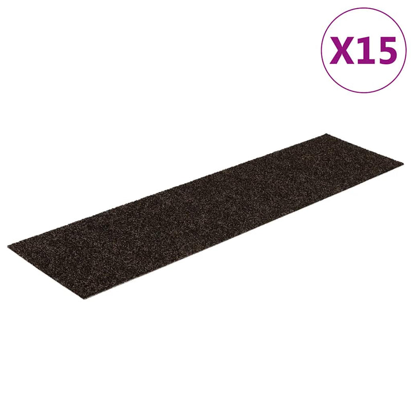 Load image into Gallery viewer, Vidaxl trapmatten zelfklevend 15 stuks 76x20 cm donkerbruin rechthoekig
