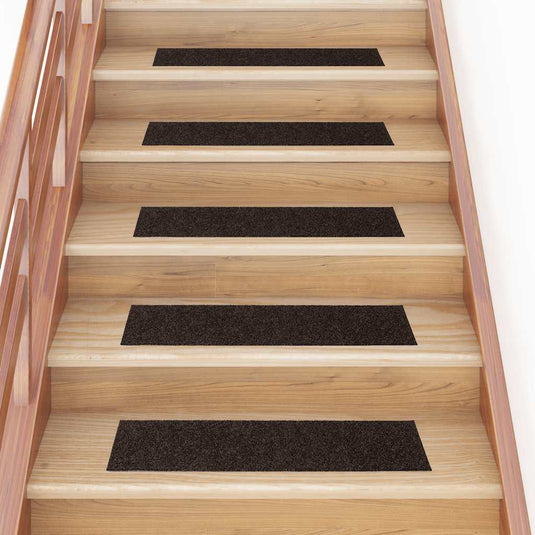 Vidaxl trapmatten zelfklevend 15 stuks 76x20 cm donkerbruin rechthoekig