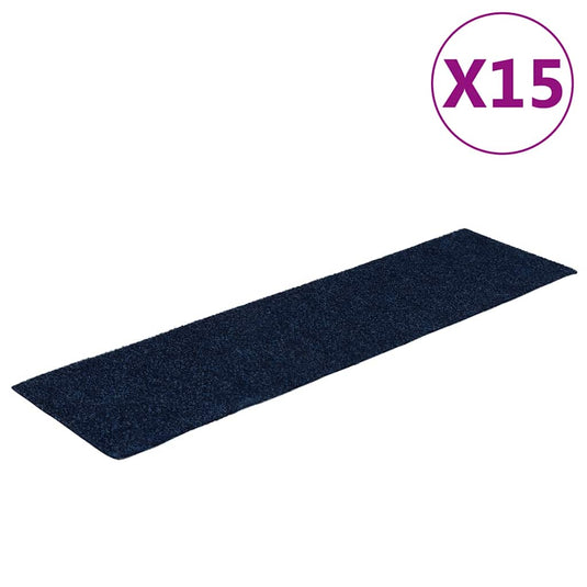 Vidaxl trapmatten zelfklevend 15 stuks 76x20 cm rechthoekig marineblauw