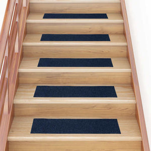 Vidaxl trapmatten zelfklevend 15 stuks 76x20 cm rechthoekig marineblauw
