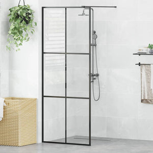 Vidaxl inloopdouchewand 80x195 cm esg-glas transparant en zwart