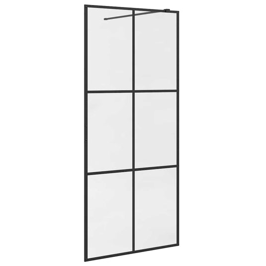 Vidaxl inloopdouchewand 90x195 cm esg-glas transparant en zwart