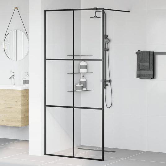 Vidaxl inloopdouchewand 90x195 cm esg-glas transparant en zwart
