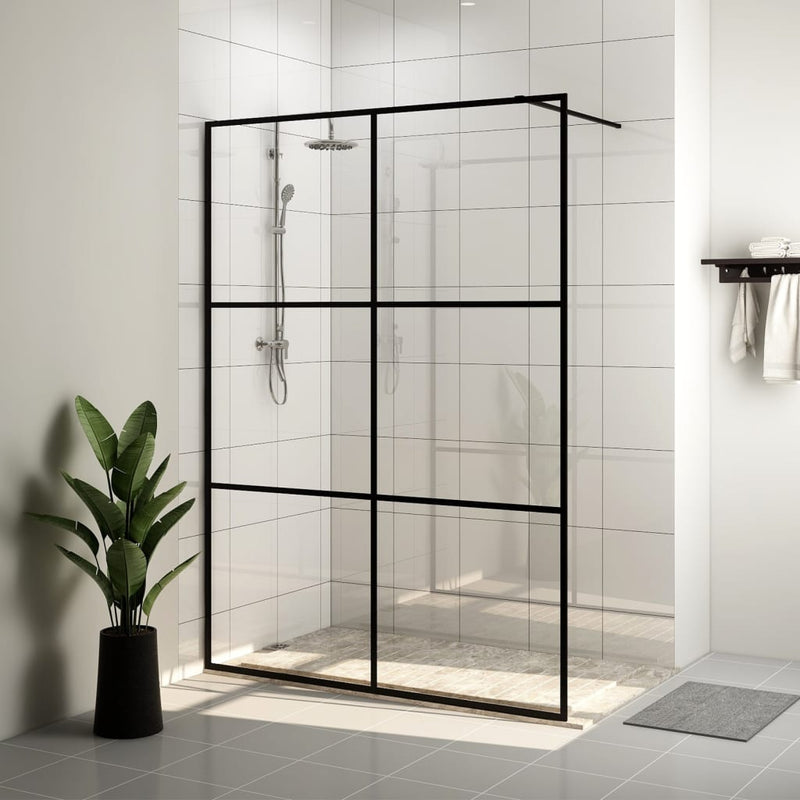 Load image into Gallery viewer, VidaXL Inloopdouchewand 140x195 cm ESG-glas transparant en zwart
