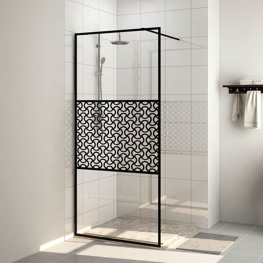 Vidaxl inloopdouchewand 115x195 cm esg-glas transparant en zwart