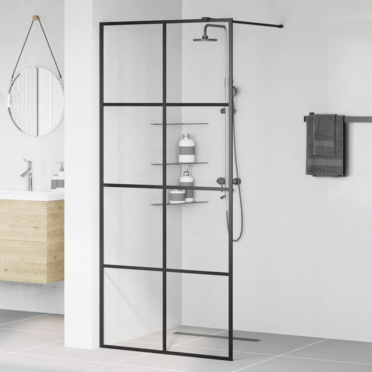 Vidaxl inloopdouchewand 90x195 cm esg-glas transparant en zwart