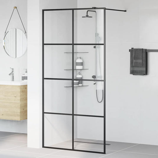 Vidaxl inloopdouchewand 100x195 cm esg-glas transparant en zwart
