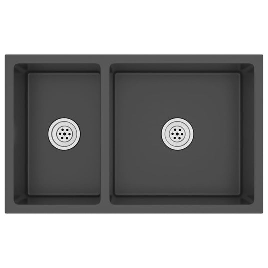 Vidaxl gootsteen roestvrij staal zwart