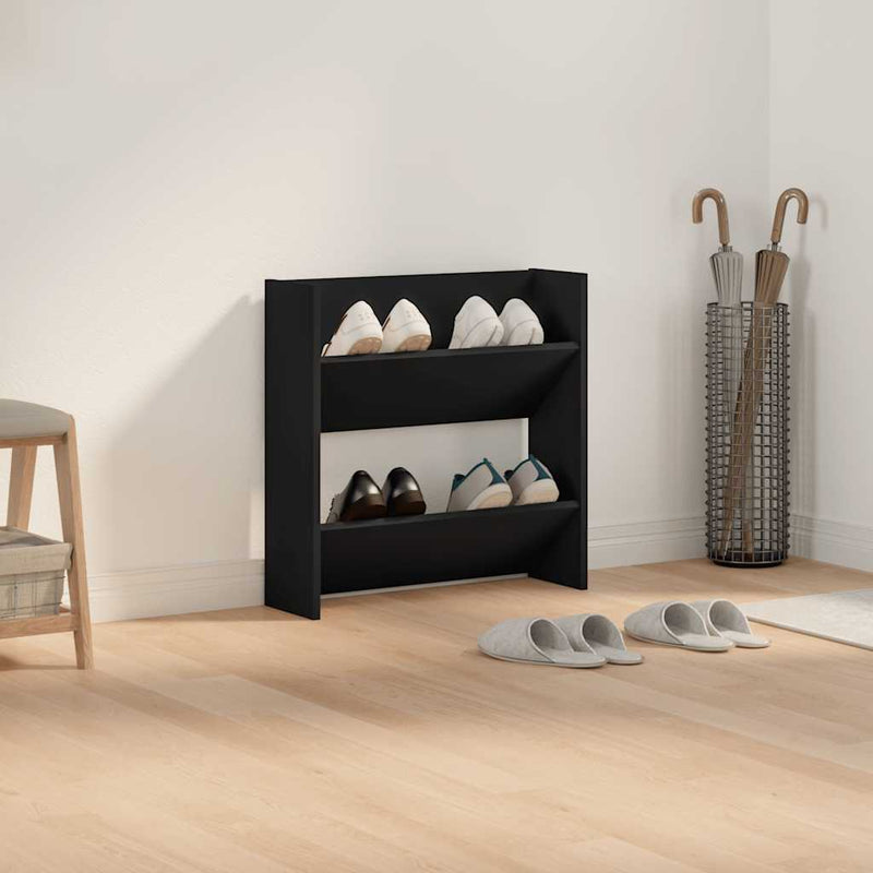 Load image into Gallery viewer, VidaXL Wandschoenenkast 60x18x60 cm bewerkt hout zwart
