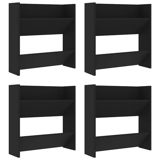 Vidaxl wandschoenenkasten 4 st 60x18x60 cm bewerkt hout zwart