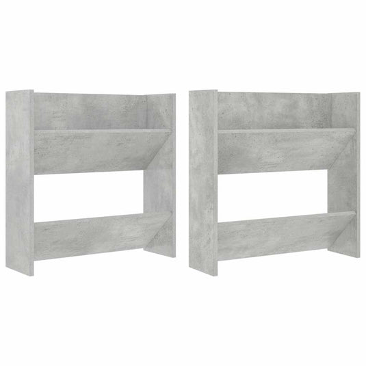 Vidaxl wandschoenenkasten 2 st 60x18x60 cm spaanplaat betongrijs