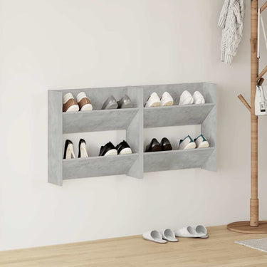 Vidaxl wandschoenenkasten 2 st 60x18x60 cm spaanplaat betongrijs