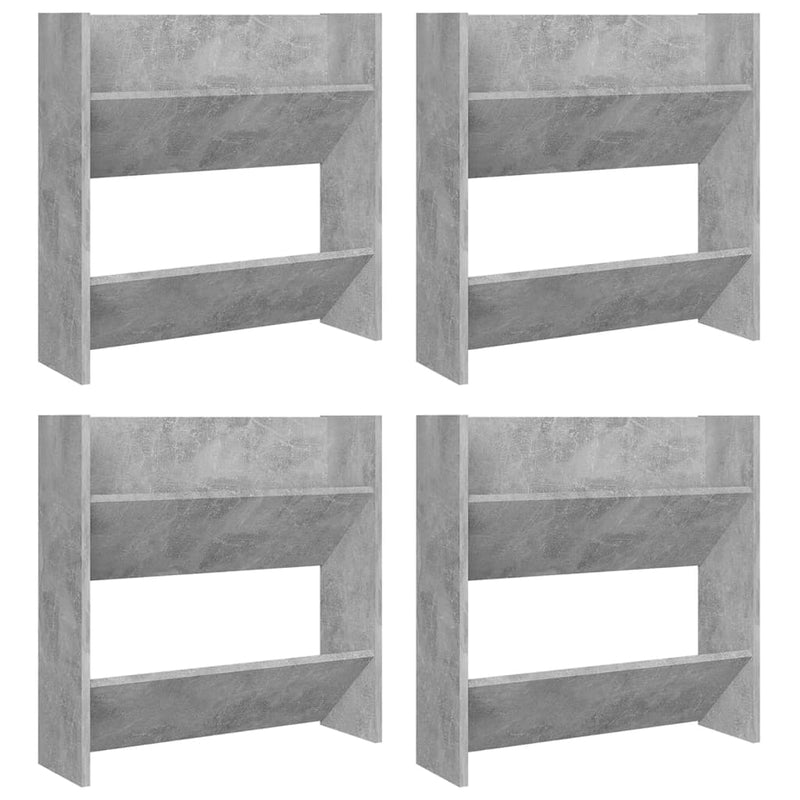 Load image into Gallery viewer, VidaXL Wandschoenenkasten 4 st 60x18x60 cm bewerkt hout betongrijs
