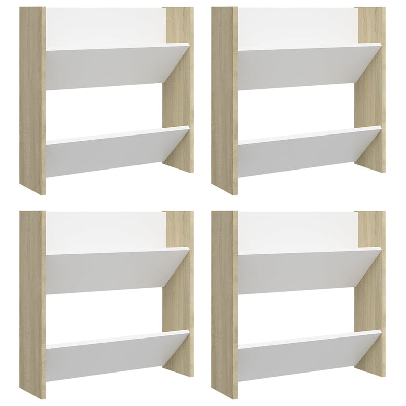 Load image into Gallery viewer, Vidaxl wandschoenenkasten 4 st 60x18x60 cm hout wit sonoma eiken
