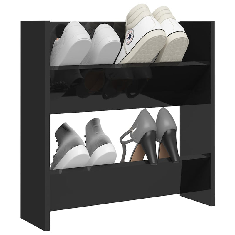 Load image into Gallery viewer, Vidaxl wandschoenenkast 60x18x60 cm bewerkt hout hoogglans zwart
